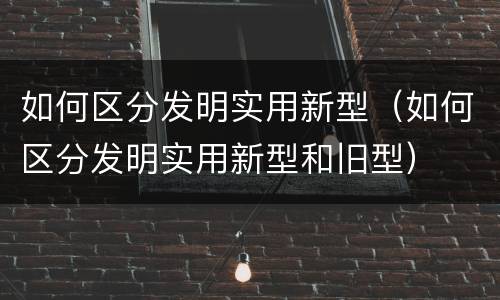 如何区分发明实用新型（如何区分发明实用新型和旧型）