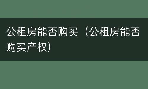 公租房能否购买（公租房能否购买产权）