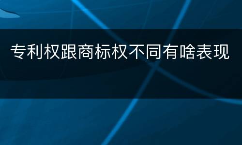 专利权跟商标权不同有啥表现