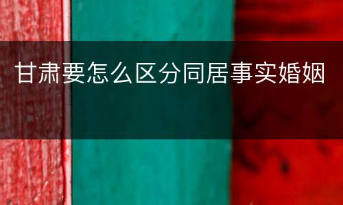 甘肃要怎么区分同居事实婚姻