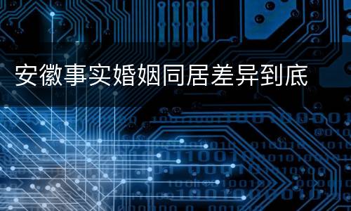 安徽事实婚姻同居差异到底