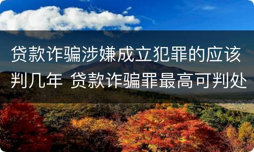 贷款诈骗涉嫌成立犯罪的应该判几年 贷款诈骗罪最高可判处多少年