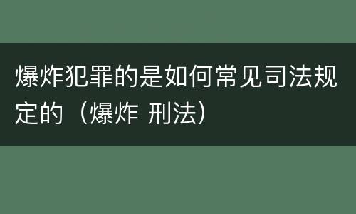 爆炸犯罪的是如何常见司法规定的（爆炸 刑法）