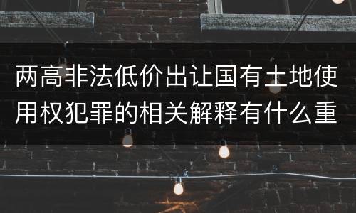 两高非法低价出让国有土地使用权犯罪的相关解释有什么重要内容