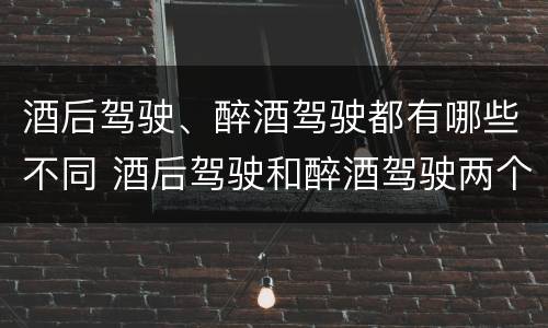 酒后驾驶、醉酒驾驶都有哪些不同 酒后驾驶和醉酒驾驶两个层次的划分依据