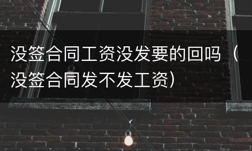 没签合同工资没发要的回吗（没签合同发不发工资）