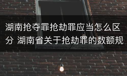 湖南抢夺罪抢劫罪应当怎么区分 湖南省关于抢劫罪的数额规定