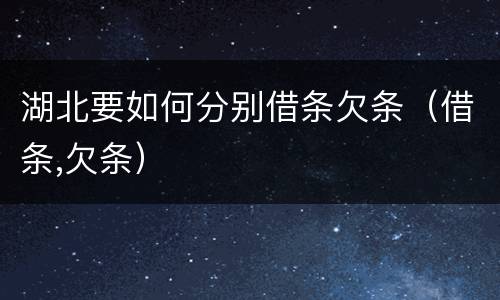 湖北要如何分别借条欠条（借条,欠条）