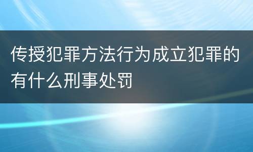 传授犯罪方法行为成立犯罪的有什么刑事处罚