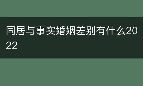 同居与事实婚姻差别有什么2022