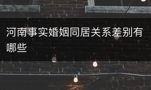 河南事实婚姻同居关系差别有哪些