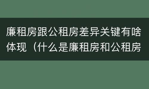 廉租房跟公租房差异关键有啥体现（什么是廉租房和公租房两个有什么特点）