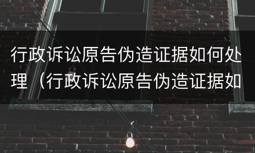 行政诉讼原告伪造证据如何处理（行政诉讼原告伪造证据如何处理的）