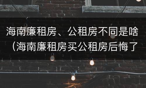 海南廉租房、公租房不同是啥（海南廉租房买公租房后悔了）