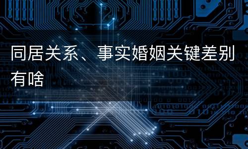 同居关系、事实婚姻关键差别有啥
