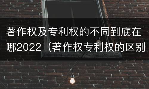 著作权及专利权的不同到底在哪2022（著作权专利权的区别）