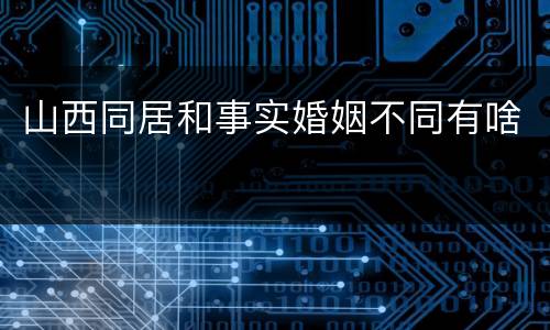 山西同居和事实婚姻不同有啥