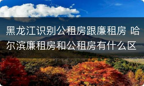 黑龙江识别公租房跟廉租房 哈尔滨廉租房和公租房有什么区别