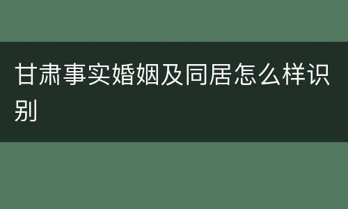 甘肃事实婚姻及同居怎么样识别