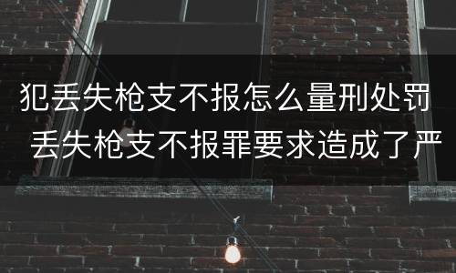 犯丢失枪支不报怎么量刑处罚 丢失枪支不报罪要求造成了严重后果的才构成犯罪