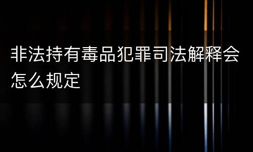 非法持有毒品犯罪司法解释会怎么规定