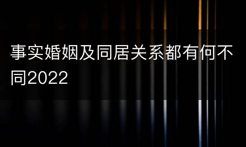 事实婚姻及同居关系都有何不同2022