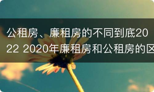 公租房、廉租房的不同到底2022 2020年廉租房和公租房的区别