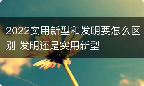 2022实用新型和发明要怎么区别 发明还是实用新型