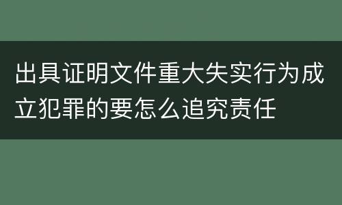 出具证明文件重大失实行为成立犯罪的要怎么追究责任