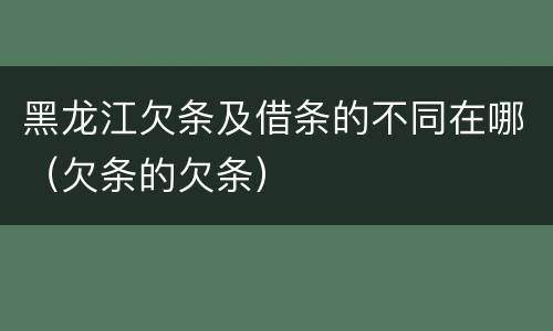 黑龙江欠条及借条的不同在哪（欠条的欠条）