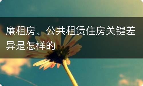 廉租房、公共租赁住房关键差异是怎样的