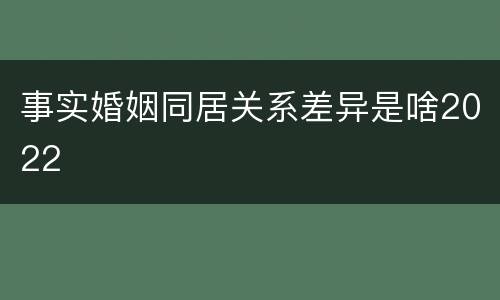 事实婚姻同居关系差异是啥2022