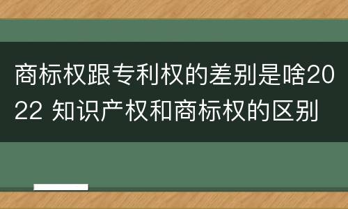 商标权跟专利权的差别是啥2022 知识产权和商标权的区别