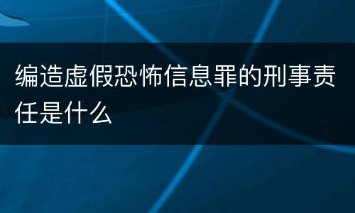 编造虚假恐怖信息罪的刑事责任是什么