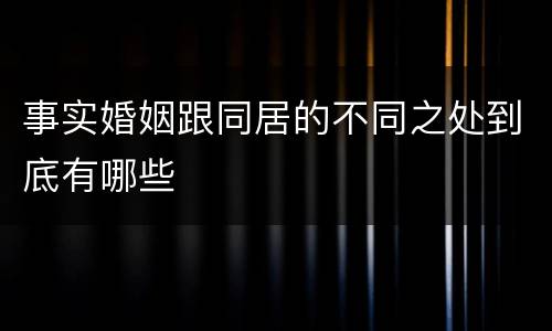 事实婚姻跟同居的不同之处到底有哪些