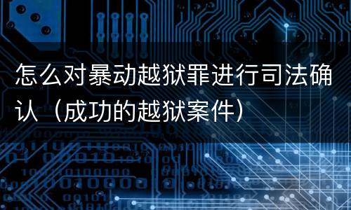 怎么对暴动越狱罪进行司法确认（成功的越狱案件）