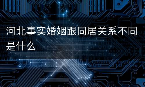河北事实婚姻跟同居关系不同是什么