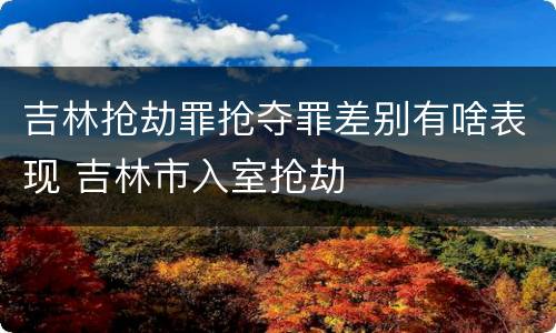 吉林抢劫罪抢夺罪差别有啥表现 吉林市入室抢劫