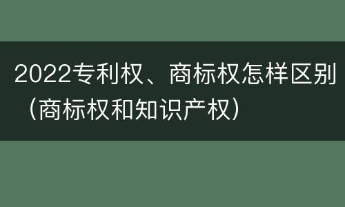 2022专利权、商标权怎样区别（商标权和知识产权）
