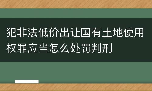 犯非法低价出让国有土地使用权罪应当怎么处罚判刑