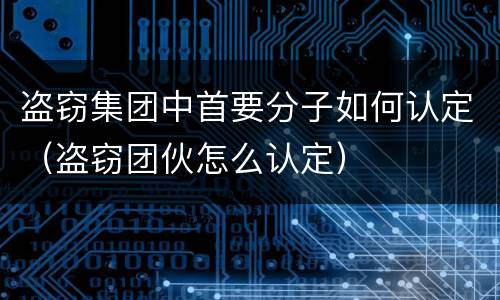 盗窃集团中首要分子如何认定（盗窃团伙怎么认定）