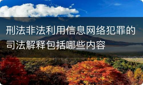 刑法非法利用信息网络犯罪的司法解释包括哪些内容