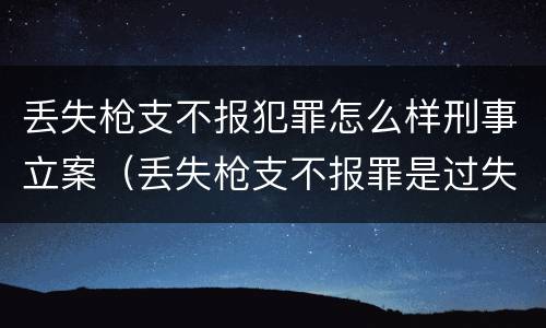 丢失枪支不报犯罪怎么样刑事立案（丢失枪支不报罪是过失犯罪吗）
