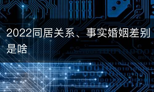 2022同居关系、事实婚姻差别是啥