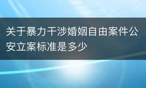 关于暴力干涉婚姻自由案件公安立案标准是多少