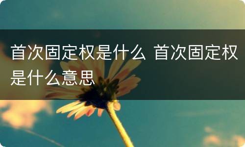 首次固定权是什么 首次固定权是什么意思