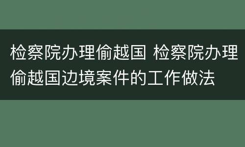 检察院办理偷越国 检察院办理偷越国边境案件的工作做法