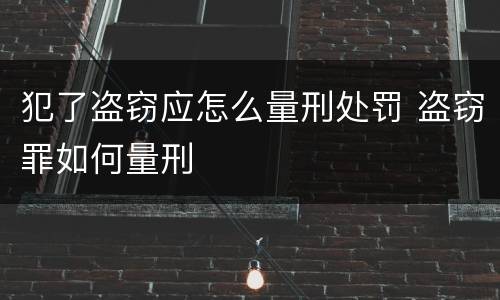 犯了盗窃应怎么量刑处罚 盗窃罪如何量刑