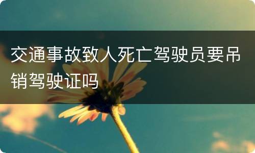 交通事故致人死亡驾驶员要吊销驾驶证吗