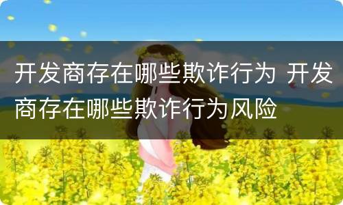 开发商存在哪些欺诈行为 开发商存在哪些欺诈行为风险